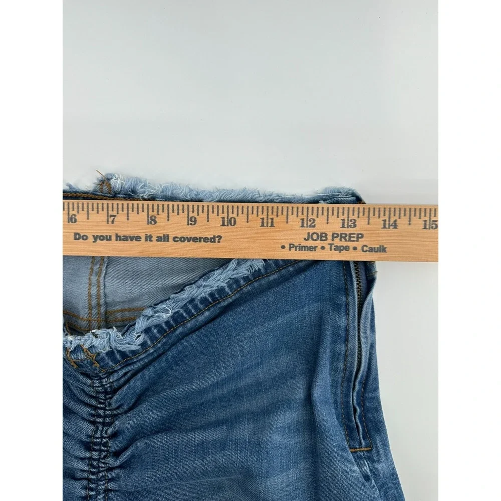 Wild Fable Jeans Womens 8 Blue Denim Low-Rise Flared Leg Front-Cinched Ruched